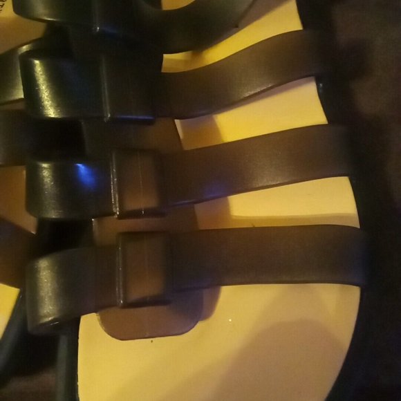 Charles Albert Black PVC Women's 10 Ankle Strap Sandals - Picture 5 of 7